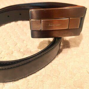 Ferragamo Men's Reversible Black/Mocha Brown Belt